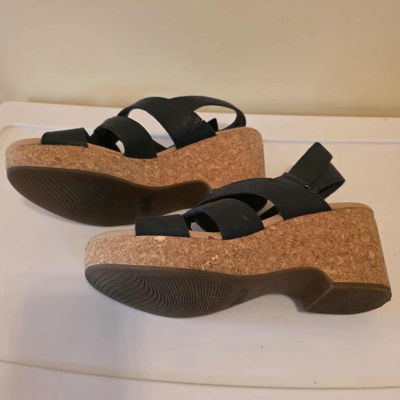 Clarks Collection Blue Wedge Sandals 9M - Picture 5 of 6